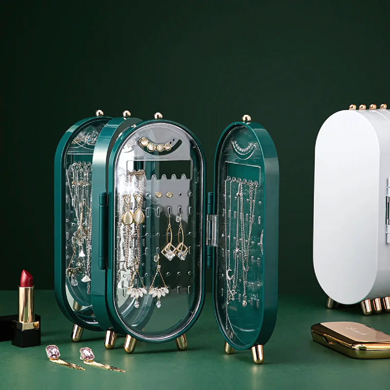 Coffret à Bijoux Plidable avec Miroir et Compartiments