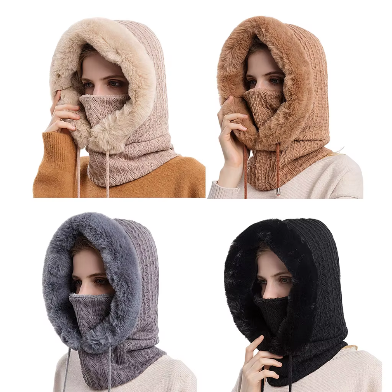 3-in-1 fleece bivakmuts met sjaal en muts