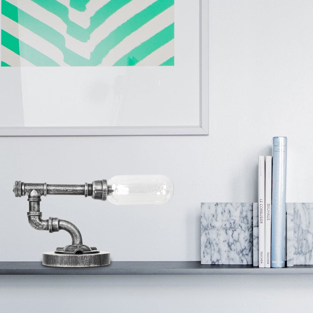 Lampe de Table Élégante en Verre Clair avec Abat-jour Rond