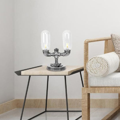Lampe de Table Élégante en Verre Clair avec Abat-jour Rond