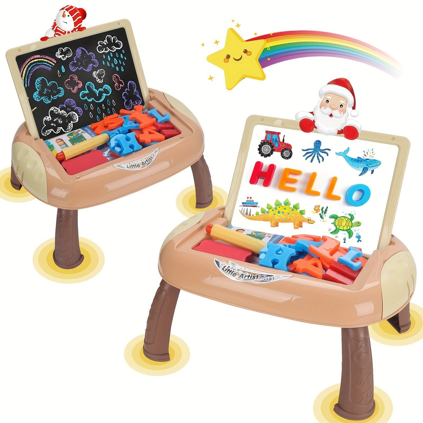 Keerbaar Schoolbord Zwart en Wit met Toebehoren