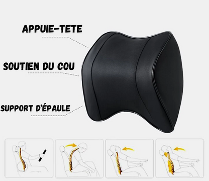 Coussin de Siège Voiture Cuir avec Appuie-tête Réglable