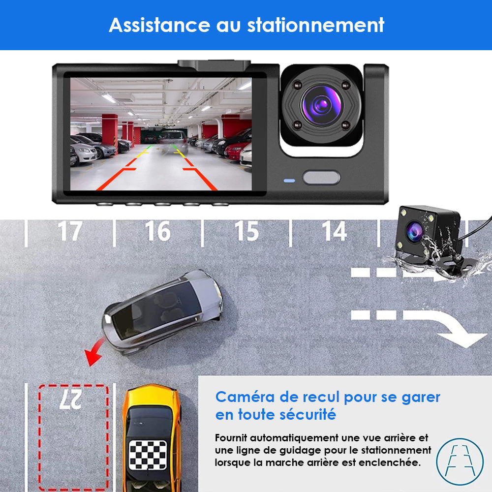 Caméra de Voiture Double Système Avant/Arrière Full HD