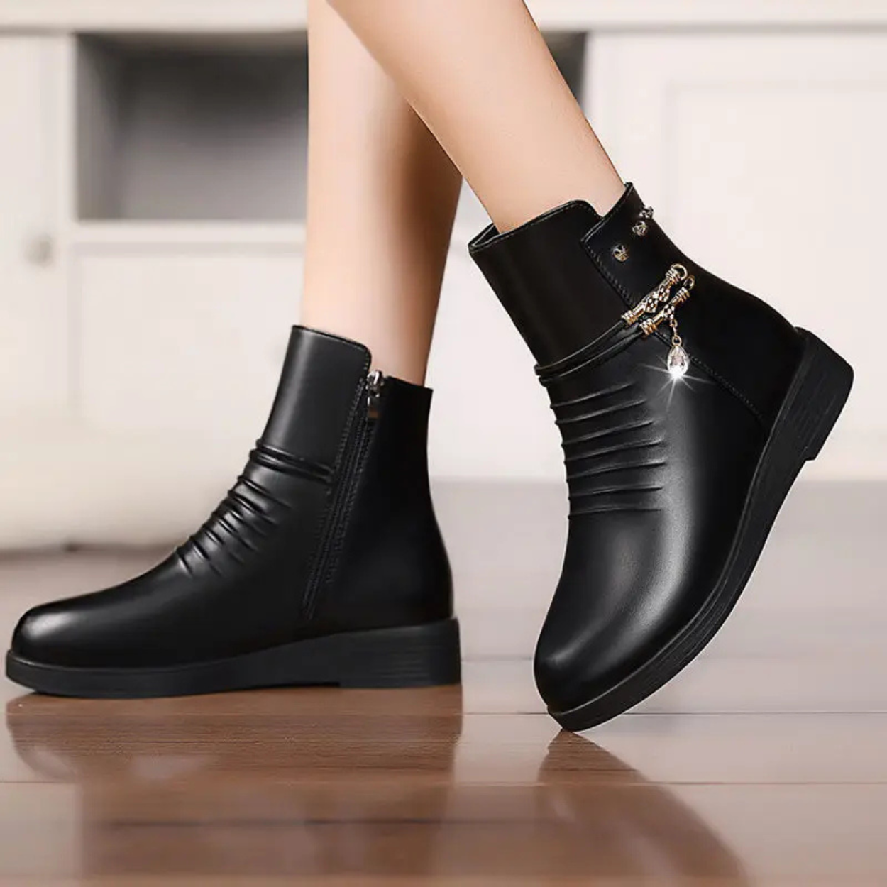 Bottines Hiver Chaudes et Confortables en Daim Élégant