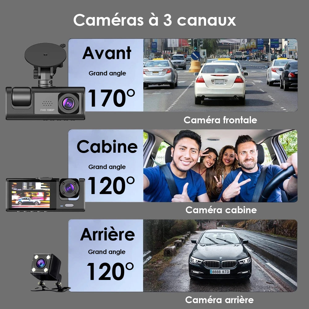 Caméra de Voiture Double Système Avant/Arrière Full HD