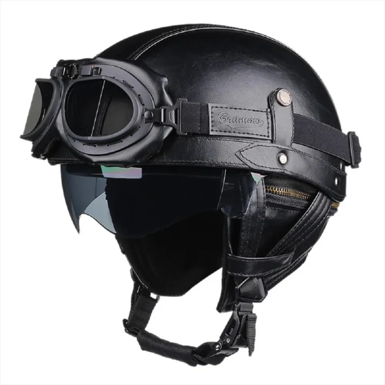 Casque Moto Demi-Jet Vintage Noir