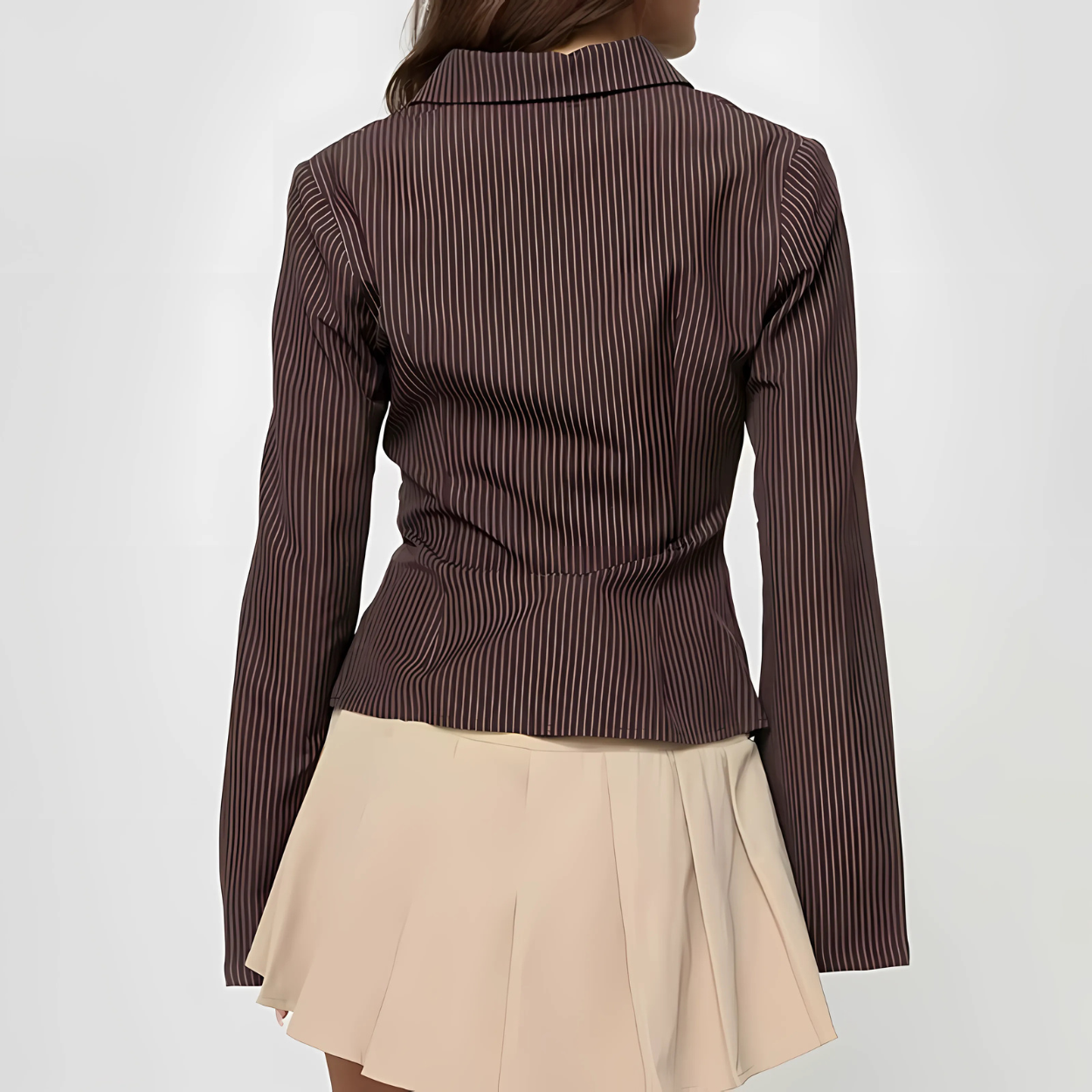 Elegante Damesblouse met Bruine Strepen