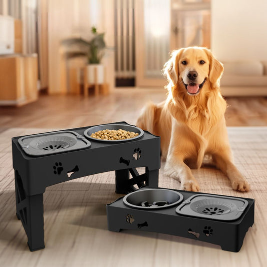 Gamelle Canine Réglable Élevée avec Base Stable - Foivo
