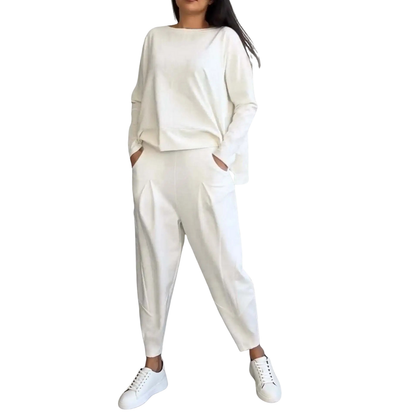Ensemble Femme Décontracté 2 Pièces Sweat et Pantalon Taille Élevée