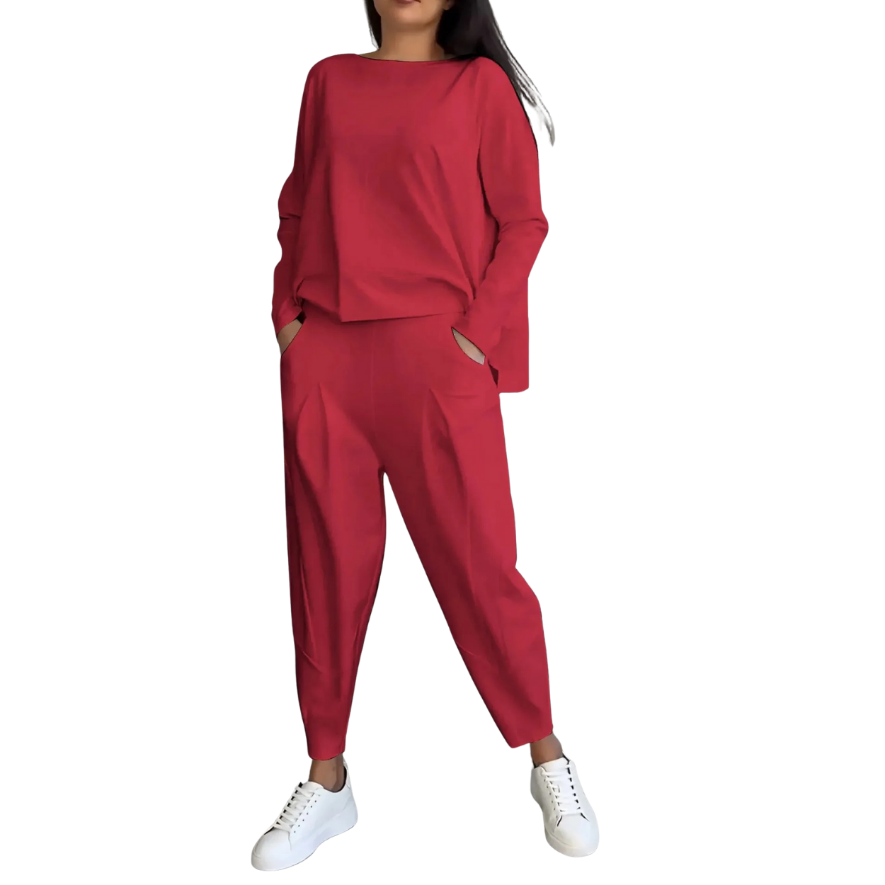 Ensemble Femme Décontracté 2 Pièces Sweat et Pantalon Taille Élevée