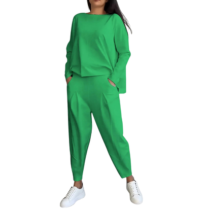 Ensemble Femme Décontracté 2 Pièces Sweat et Pantalon Taille Élevée