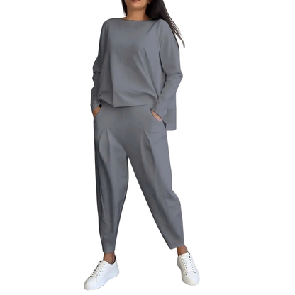 Ensemble Femme Décontracté 2 Pièces Sweat et Pantalon Taille Élevée