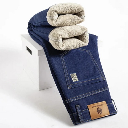 Jean Homme Hiver Doublé Polaire Chaud et Confortable