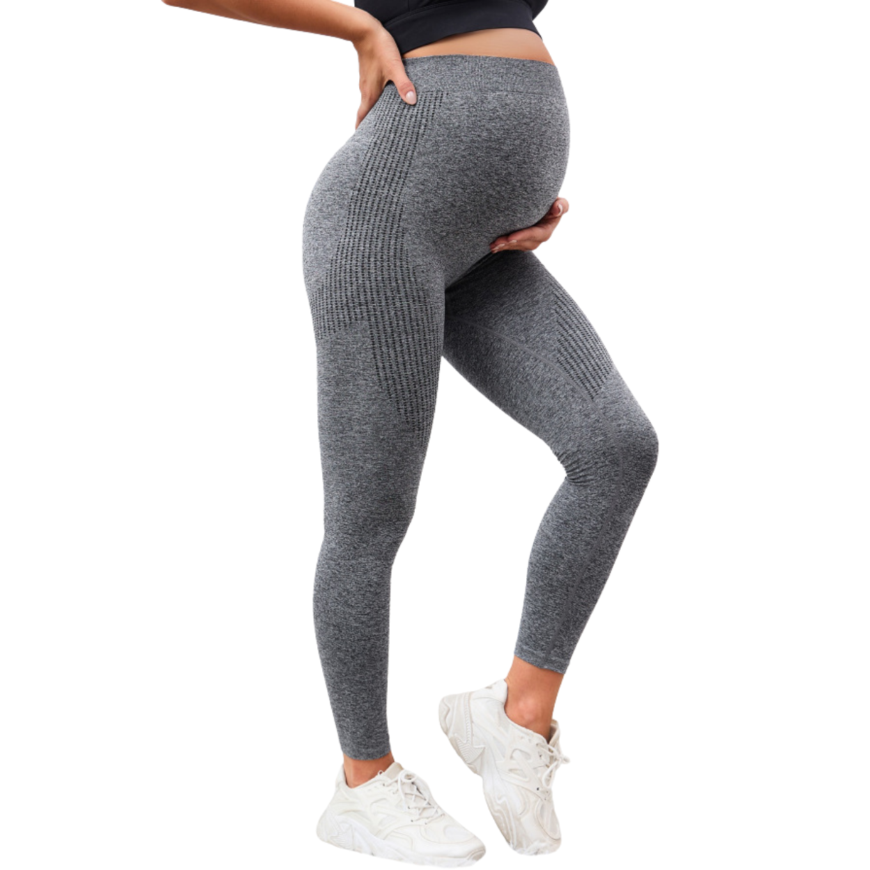 Legging de Grossesse Élastique avec Soutien Abdominal et Effet Affineur