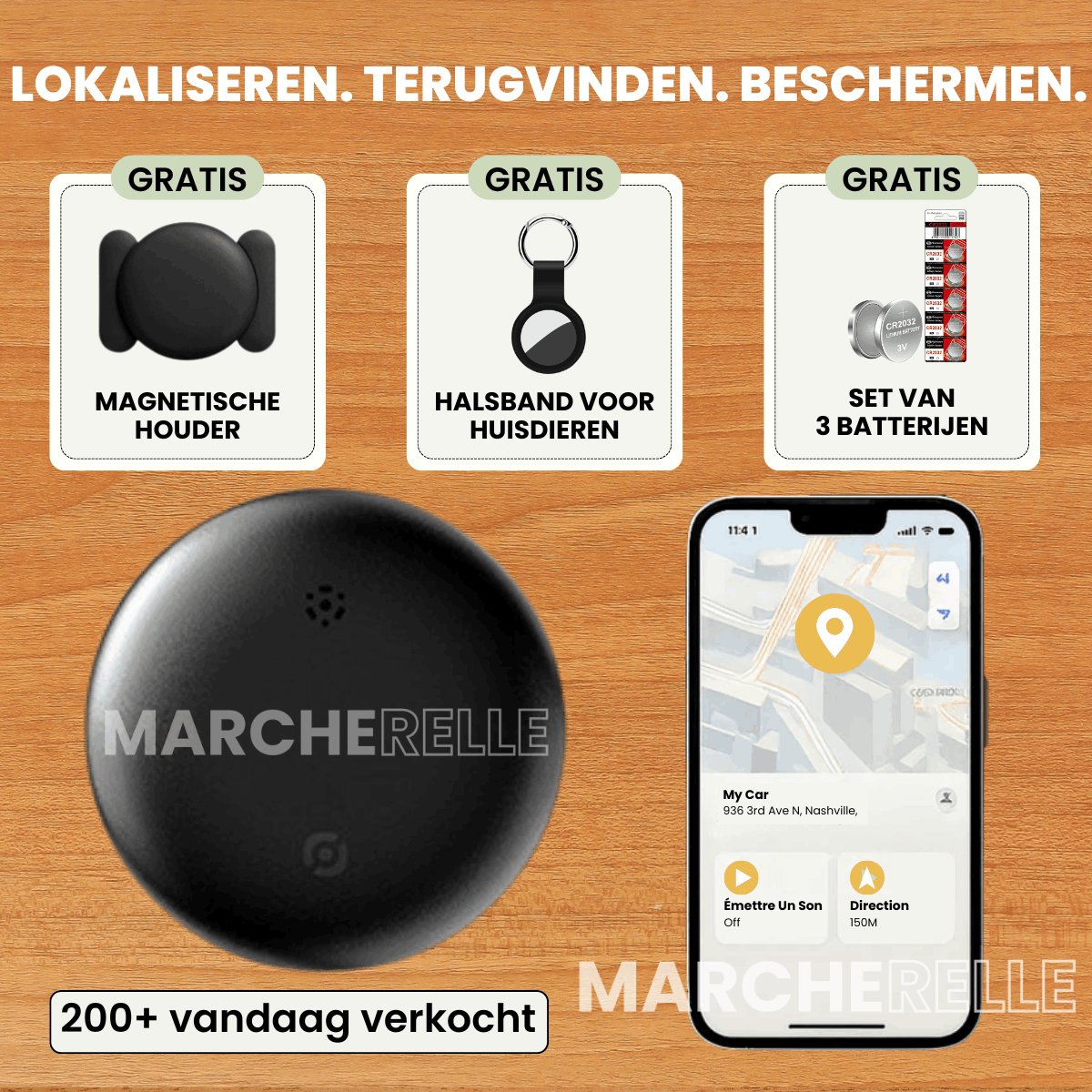 Marcherelle - GPS-tracker zonder abonnement | Compatibel met Android & iOS