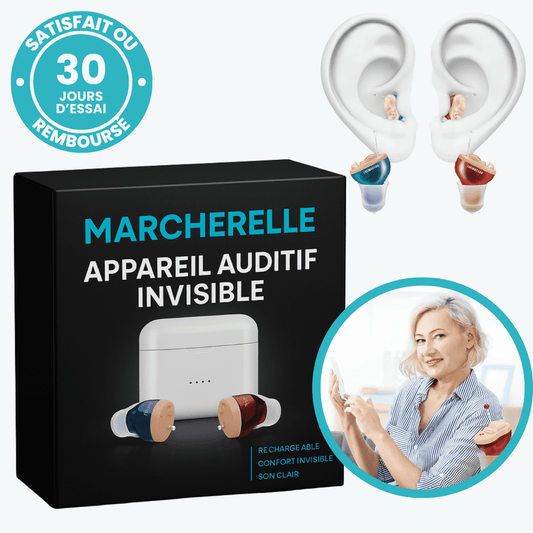 Marcherelle™ – Appareil Auditif Invisible Rechargeable Discret & Haut de Gamme