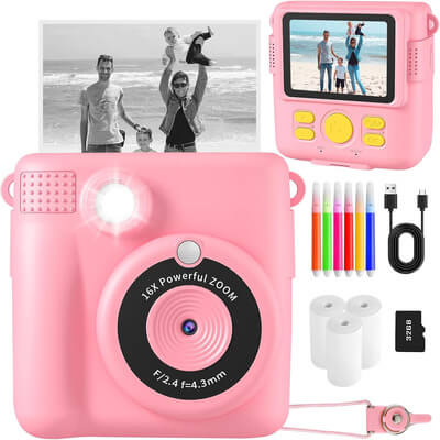 Marcherelle™ – Appareil Photo Instantané Enfant 1080p avec Carte SD 32Go Incluse