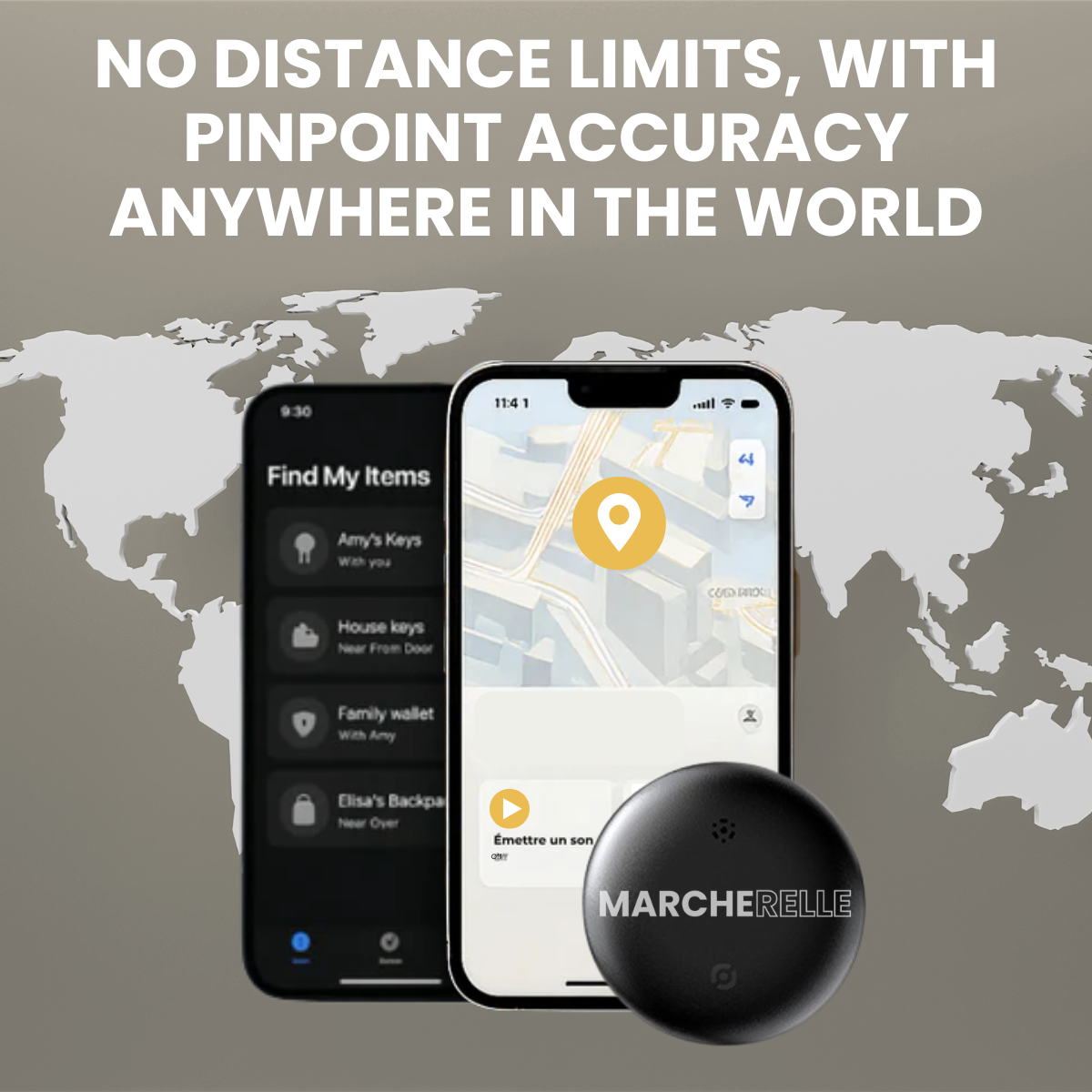 Marcherelle - GPS Tracker No Subscription Required | Works with Android & iOS