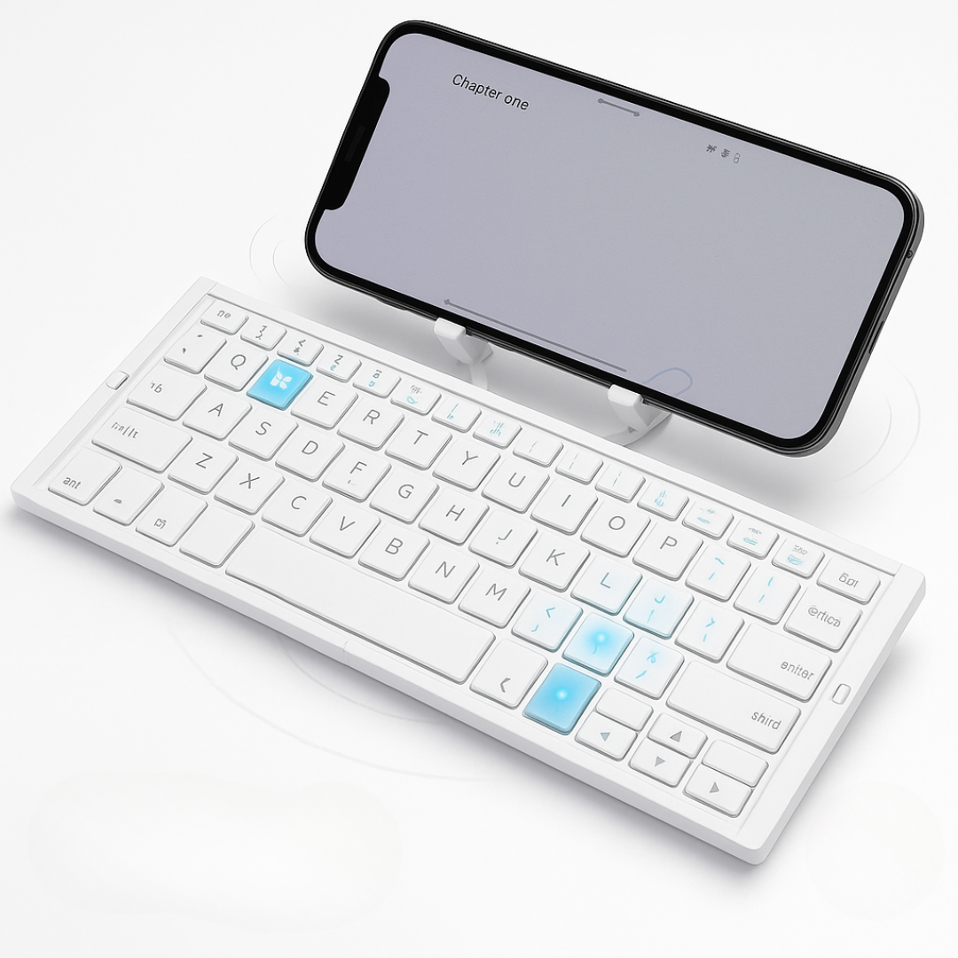 Clavier Bluetooth Pliable avec Support Téléphone Magnétique