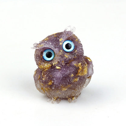 Figurine Hibou Cristal Naturel Élégant pour Déco Maison