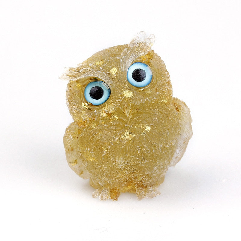 Figurine Hibou Cristal Naturel Élégant pour Déco Maison