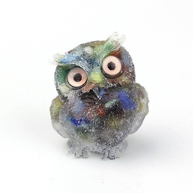 Figurine Hibou Cristal Naturel Élégant pour Déco Maison