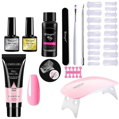 Kit d'Extension de Ongles Complet avec Lampe UV pour Manucure à Domicile - Foivo