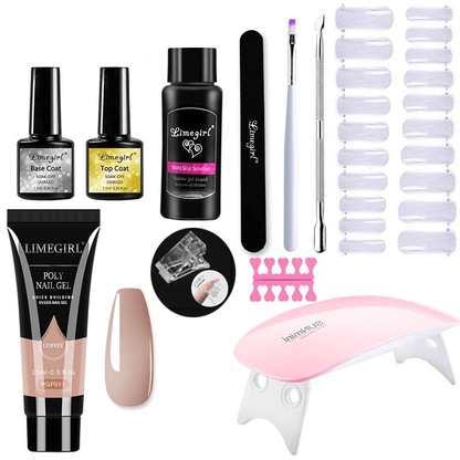 Complete nagelverlengingsset met uv-lamp voor thuismanicure