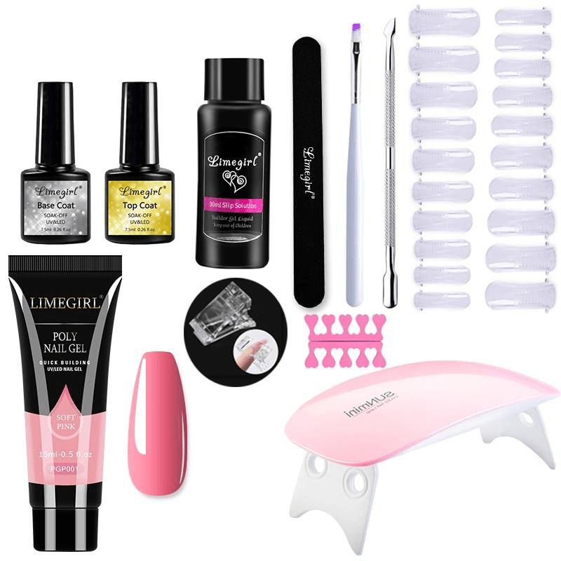 Complete nagelverlengingsset met uv-lamp voor thuismanicure