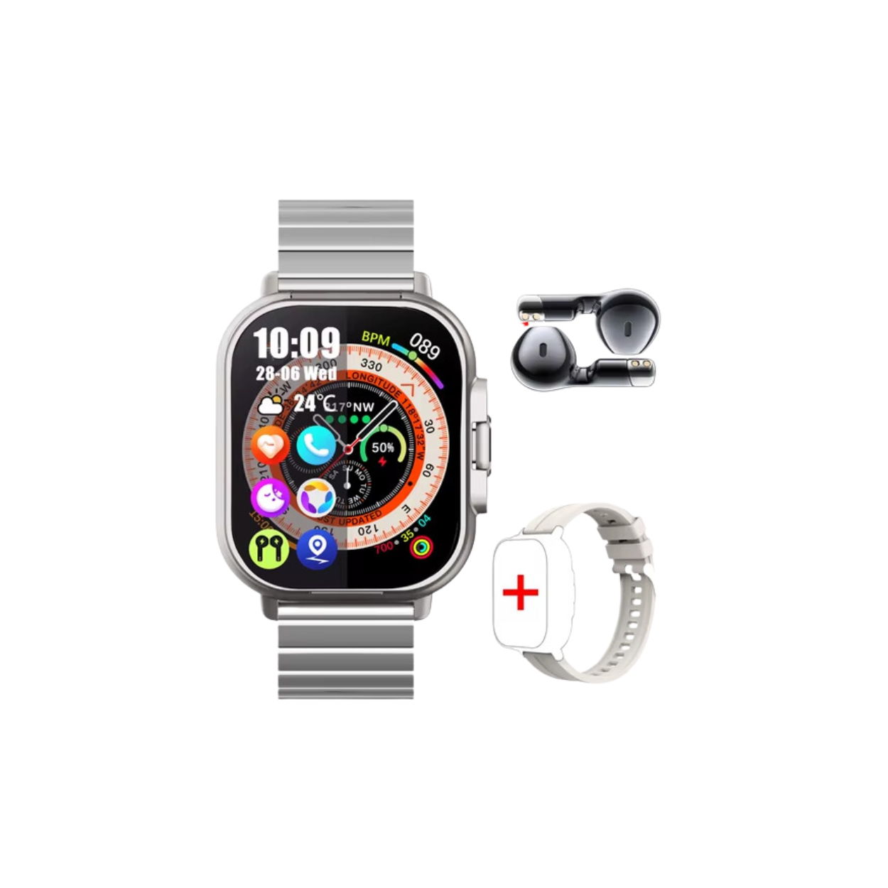 Smartwatch met Ingebouwde Bluetooth Oordopjes