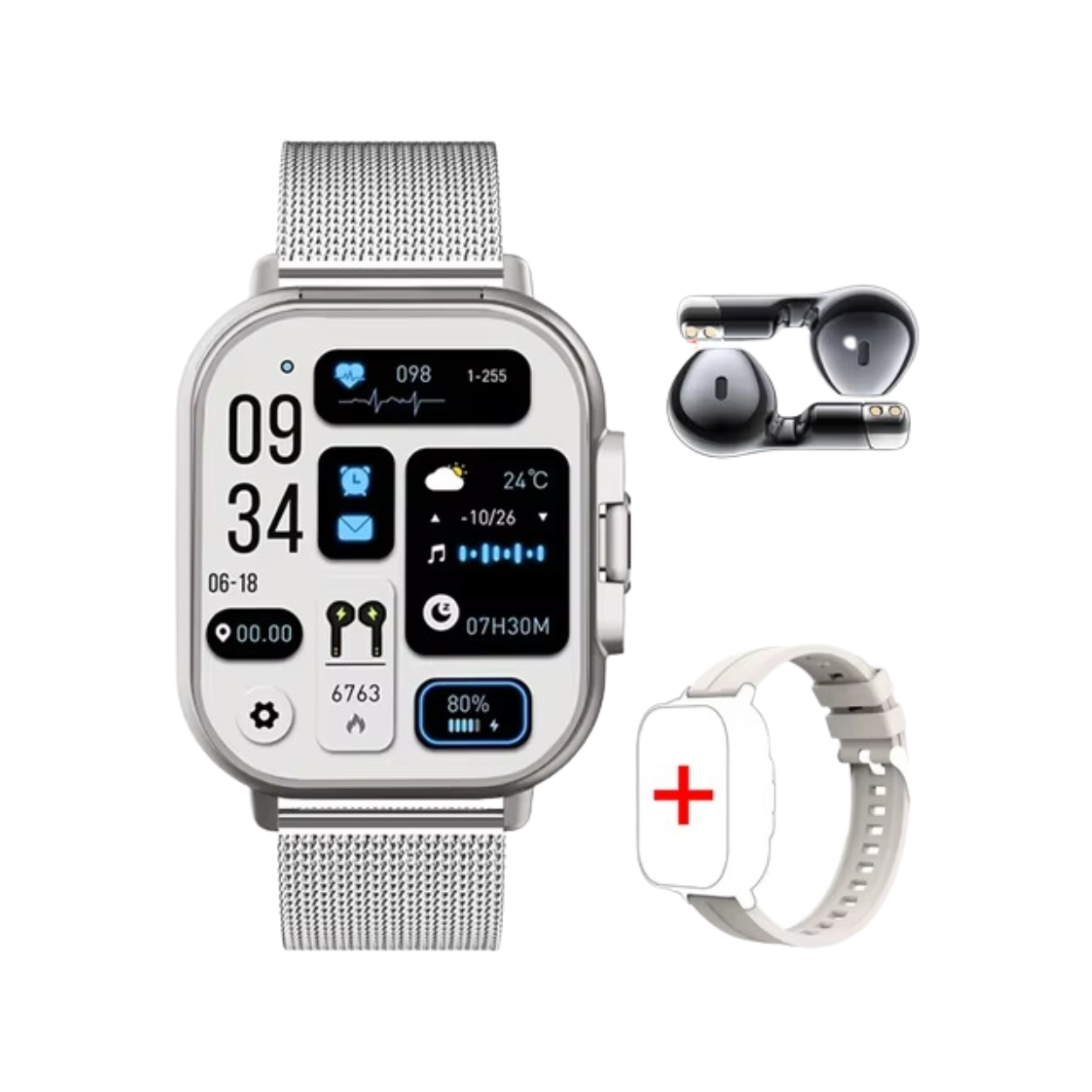 Smartwatch met Ingebouwde Bluetooth Oordopjes