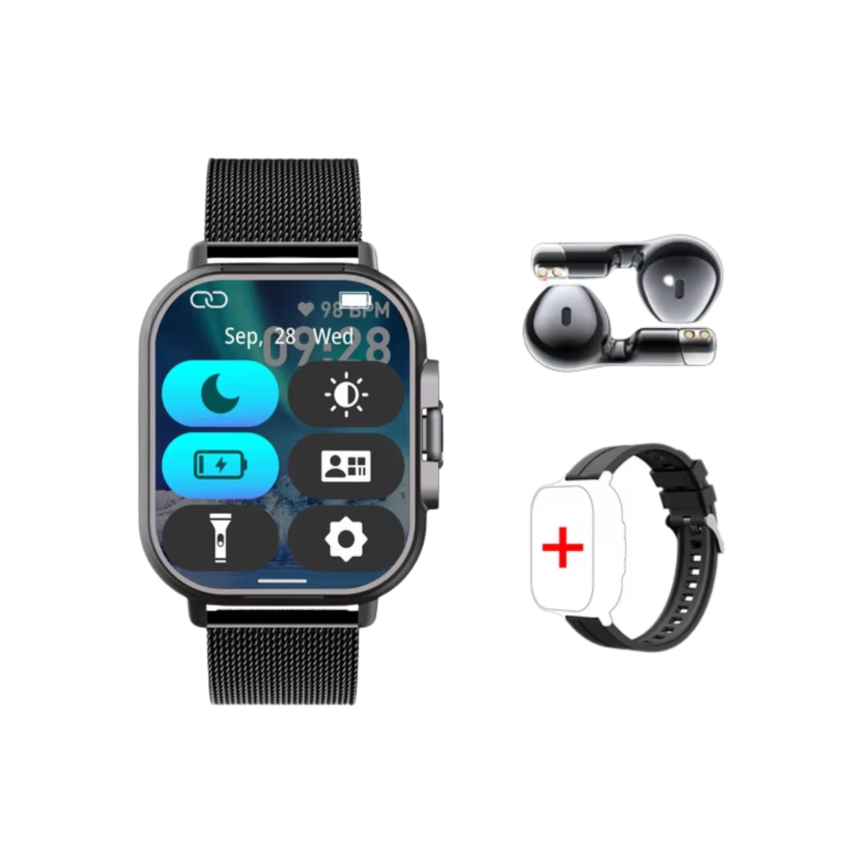 Smartwatch met Ingebouwde Bluetooth Oordopjes