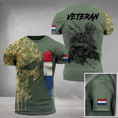 T-shirt Leger Stijl Camouflage voor Heren
