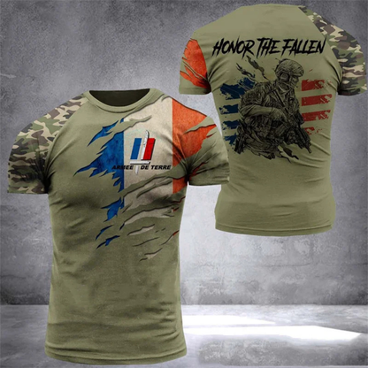 T-shirt Leger Stijl Camouflage voor Heren