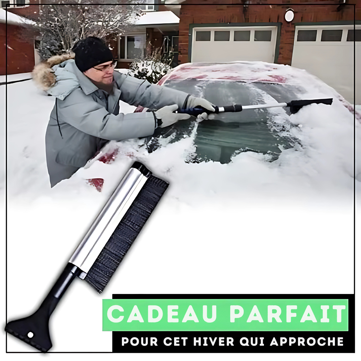 Brosse à Neige Télescopique avec Grattoir de Glace