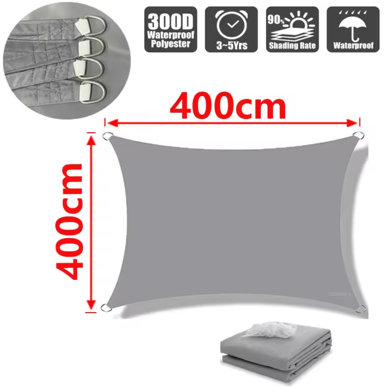 Voile d'ombrage résistant à l'eau en polyester léger