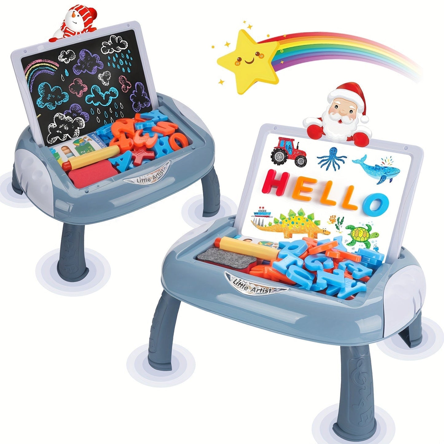 Keerbaar Schoolbord Zwart en Wit met Toebehoren