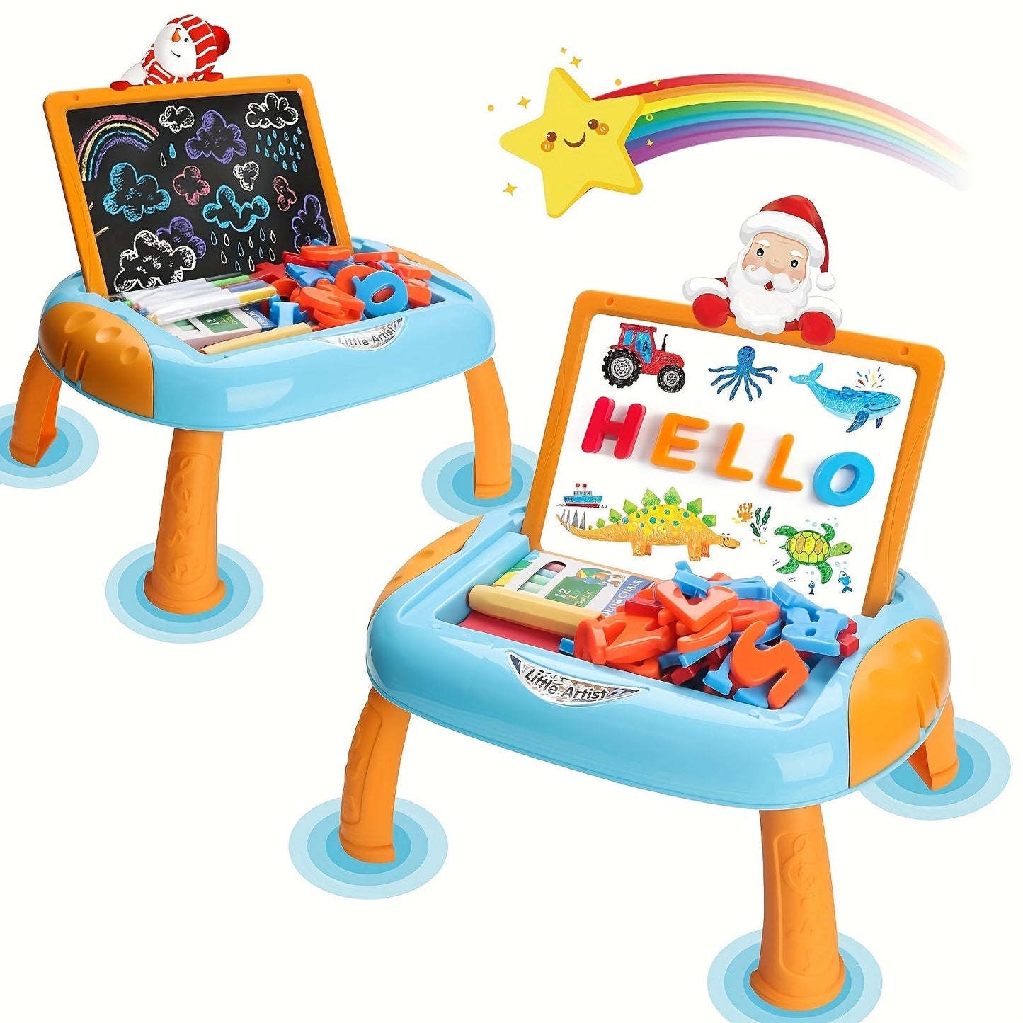 Keerbaar Schoolbord Zwart en Wit met Toebehoren