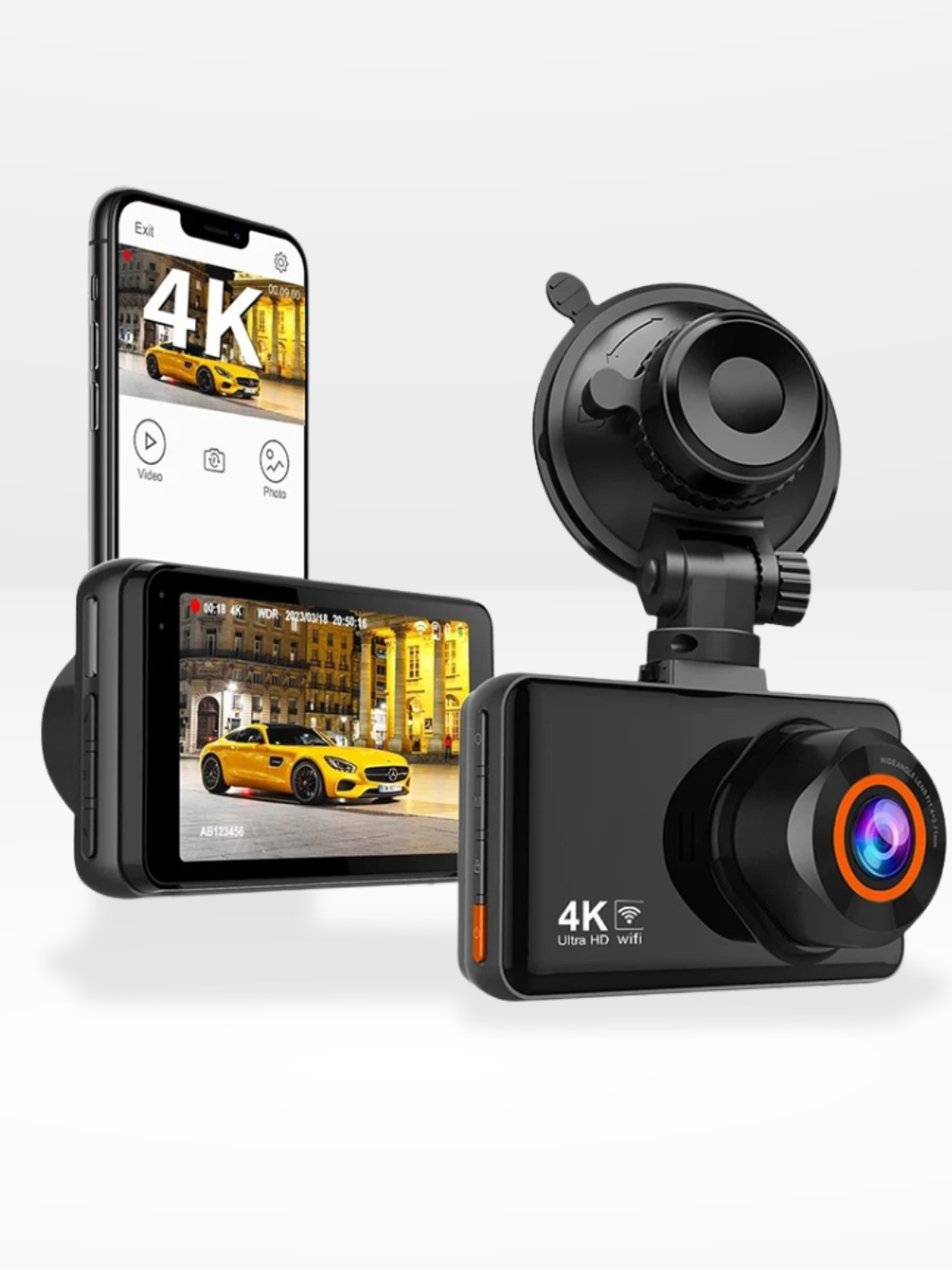 Caméra de Voiture 4K HD avec Enregistrement Continu