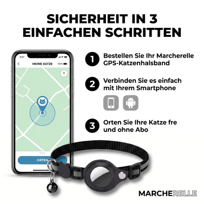 Macherelle™ – GPS-halsband voor katten zonder abonnement | Compatibel met iOS & Android