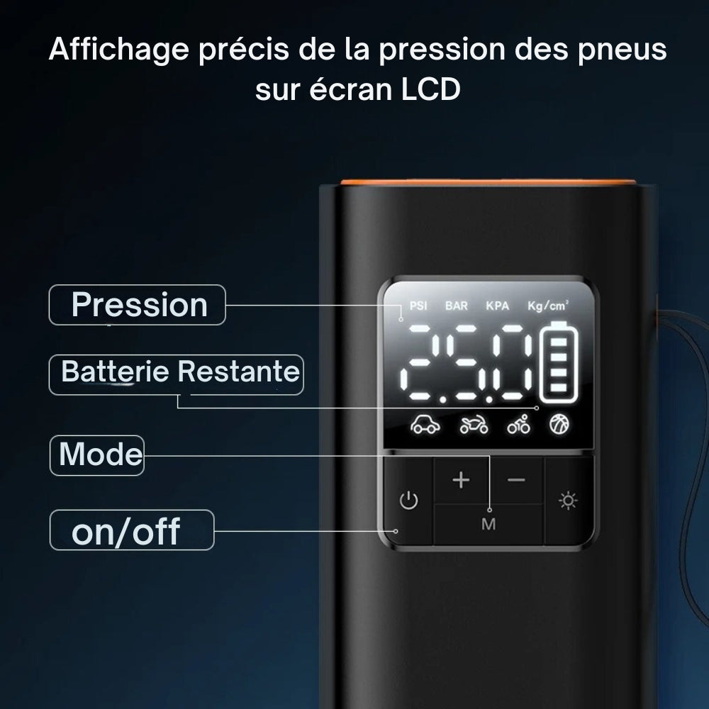 Gonfleur de Pneu Portable et Sans Fil pour Voiture