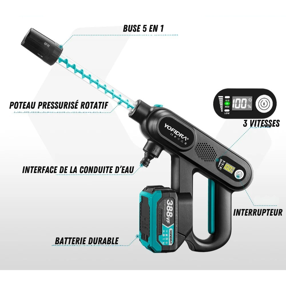 Draagbare Hogedrukreiniger 220 Bar Krachtig 5-in-1